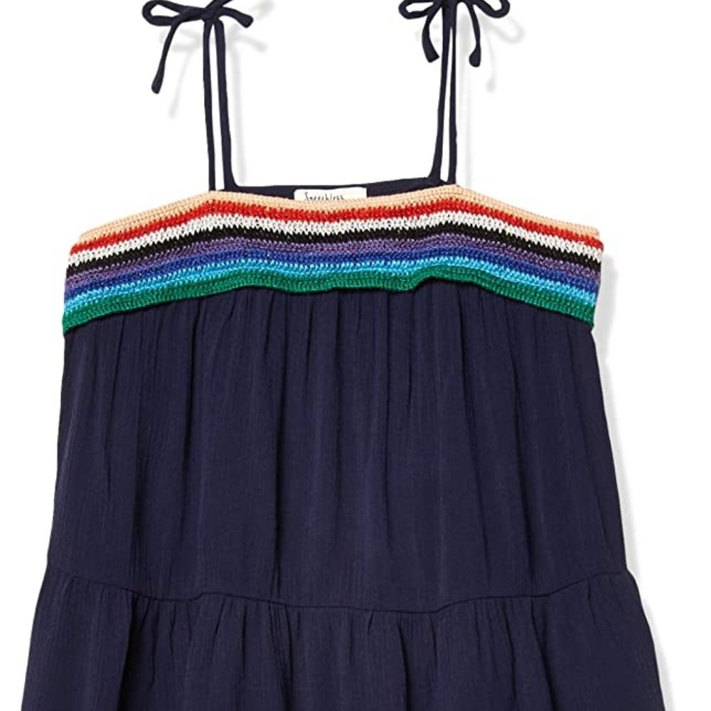 Speechless Girls' Tie Shoulder Tiered Flowy Tank S